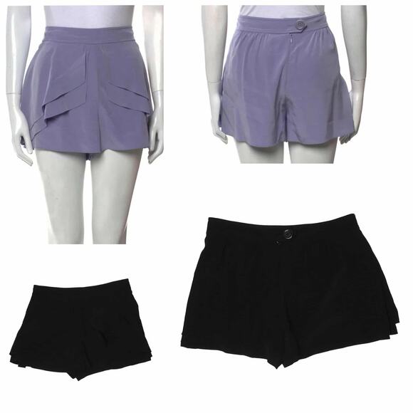 Tibi Black Silk Satin Layered Hi-Rise Shorts Size 6 BLACK - Picture 1 of 9